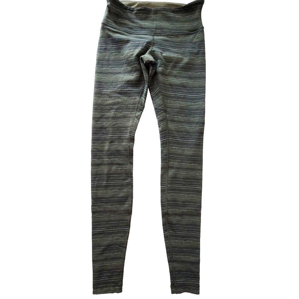 Lululemon wunder under Green Striped Activewear Leggings Size 6